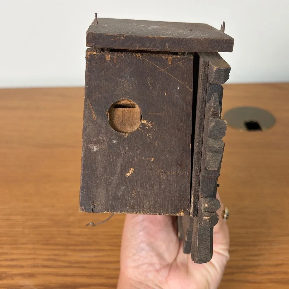 Henry Coehler Vintage Small Cuckoo Clock Parts German Mechanical Movement Wood